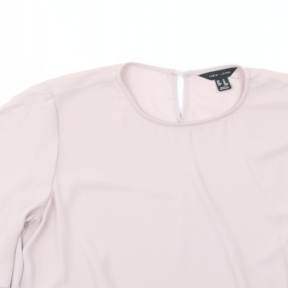 New Look Womens Purple Polyester Basic Blouse Size 14 Round Neck