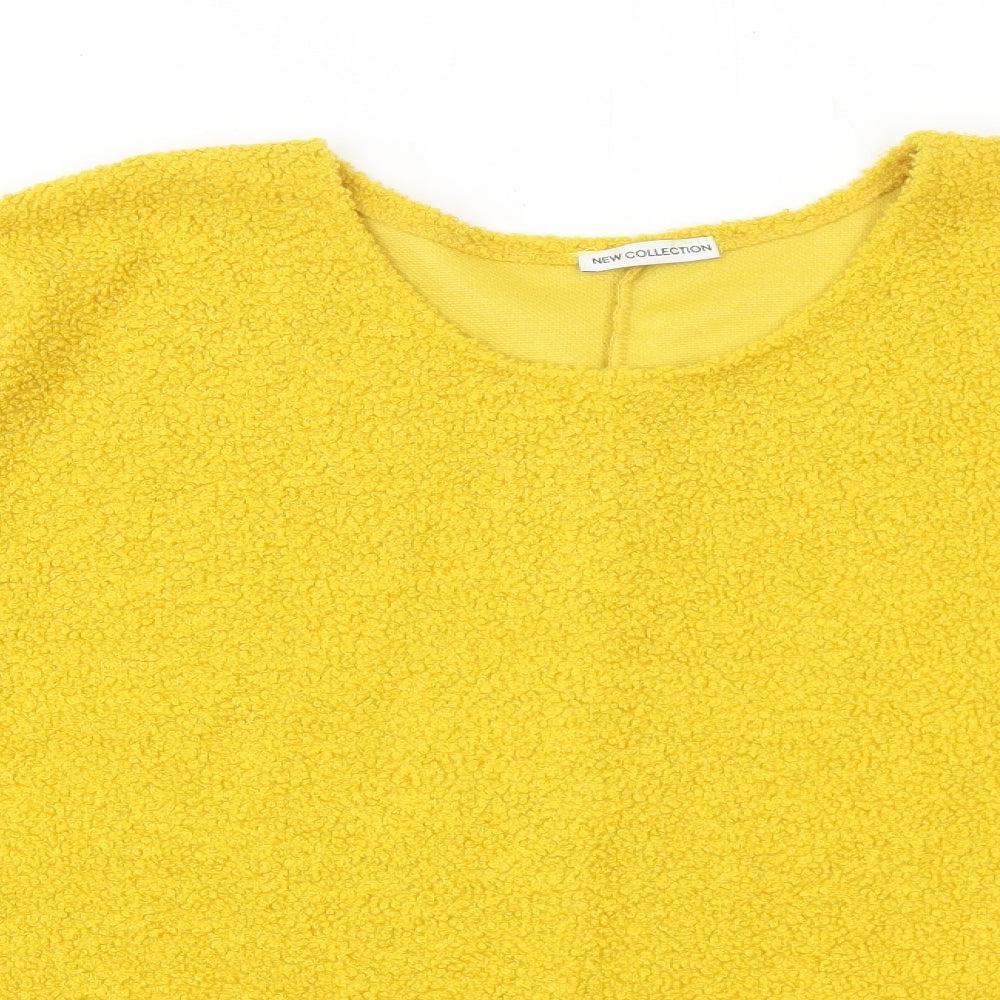 New Collection Womens Yellow Round Neck Polyester Pullover Jumper Size 8