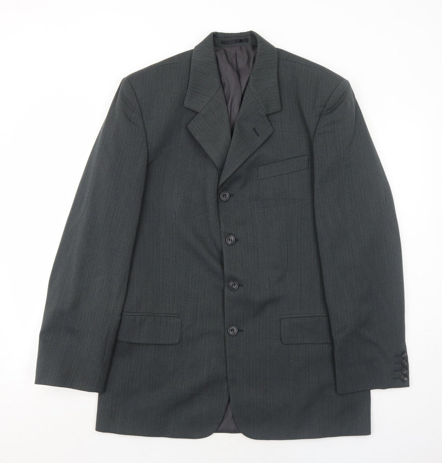 Vittoria Mens Grey Striped Polyester Jacket Suit Jacket Size 42 Regular