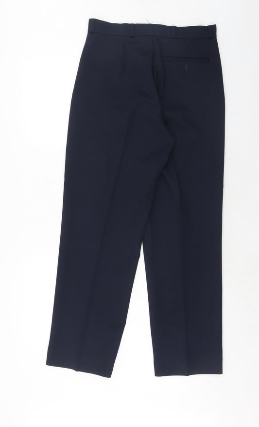 BHS Mens Blue Polyester Dress Pants Trousers Size 30 in L31 in Regular Hook & Eye