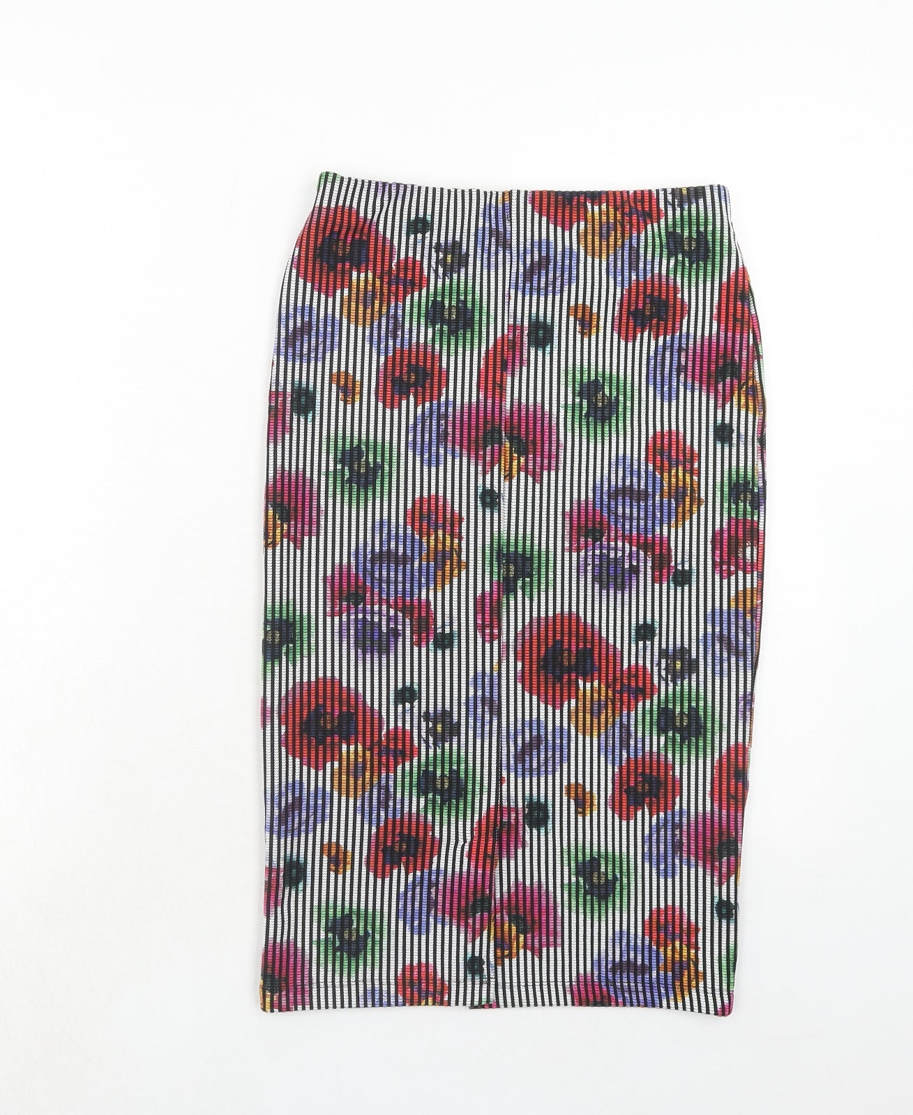 Zara Womens Multicoloured Floral Polyester Bandage Skirt Size M