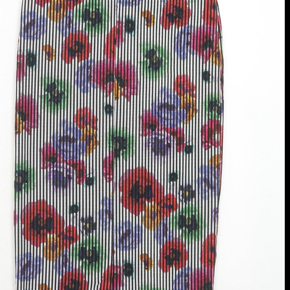 Zara Womens Multicoloured Floral Polyester Bandage Skirt Size M