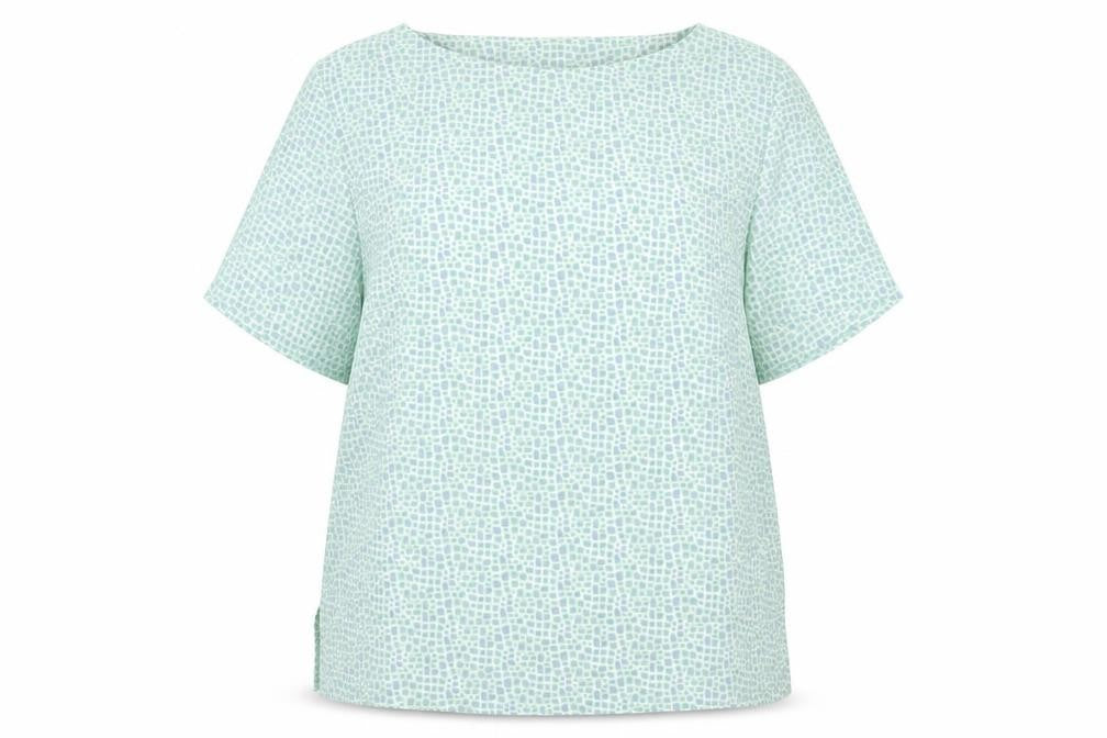 Slimma Womens Green Polka Dot Polyester Basic Blouse Size 14 Round Neck