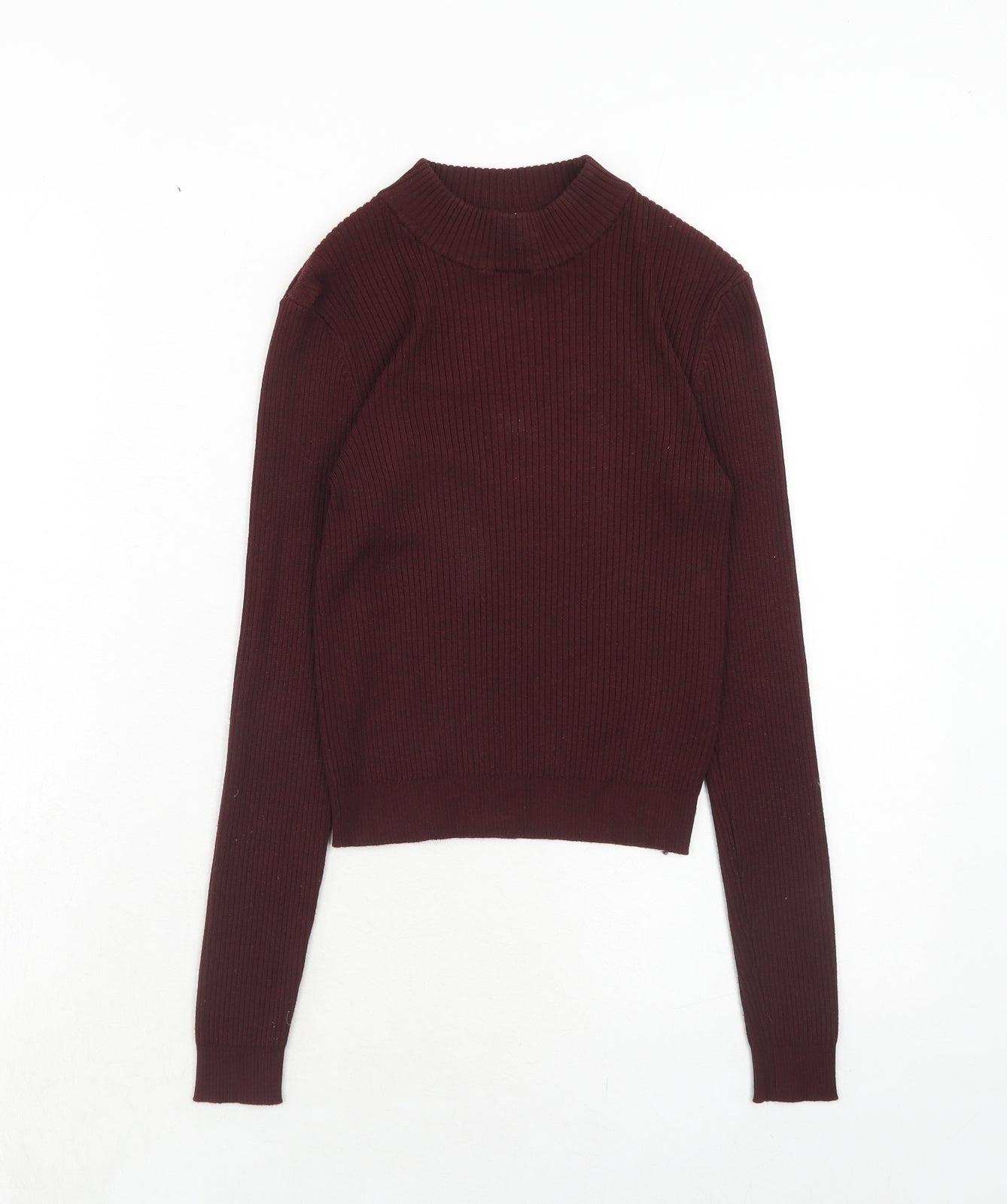 H&M Womens Purple Mock Neck Viscose Pullover Jumper Size XS