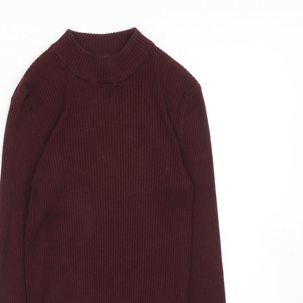 H&M Womens Purple Mock Neck Viscose Pullover Jumper Size XS