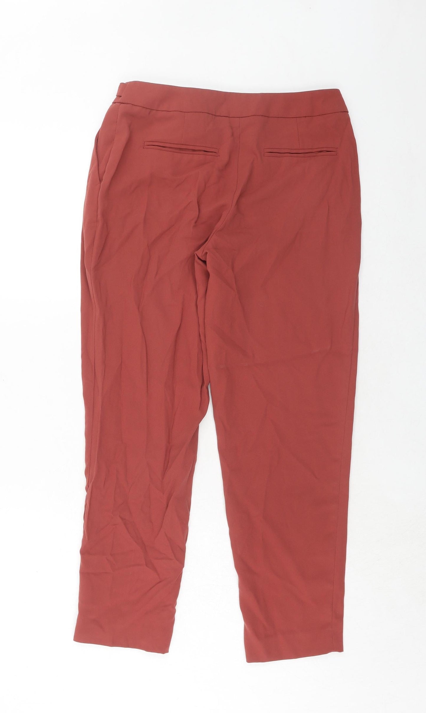 H&M Womens Orange Polyester Chino Trousers Size 8 Regular Button