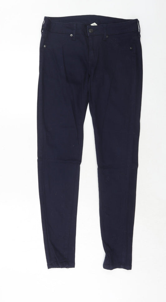 Mango Womens Blue Cotton Skinny Jeans Size 10 Regular Zip