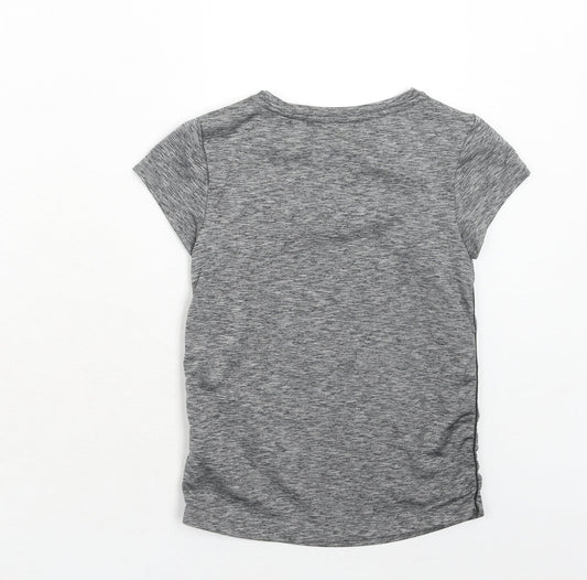 NEXT Girls Grey Geometric Polyester Basic T-Shirt Size 8 Years Round Neck Pullover