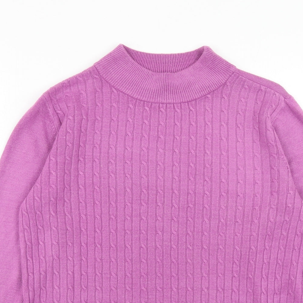 Bonmarché Womens Purple Mock Neck Acrylic Pullover Jumper Size S