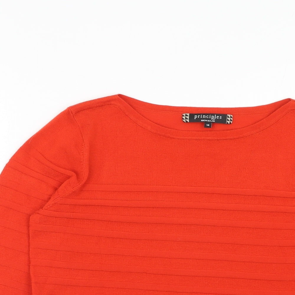 Principles Womens Red Round Neck Acrylic Pullover Jumper Size 14