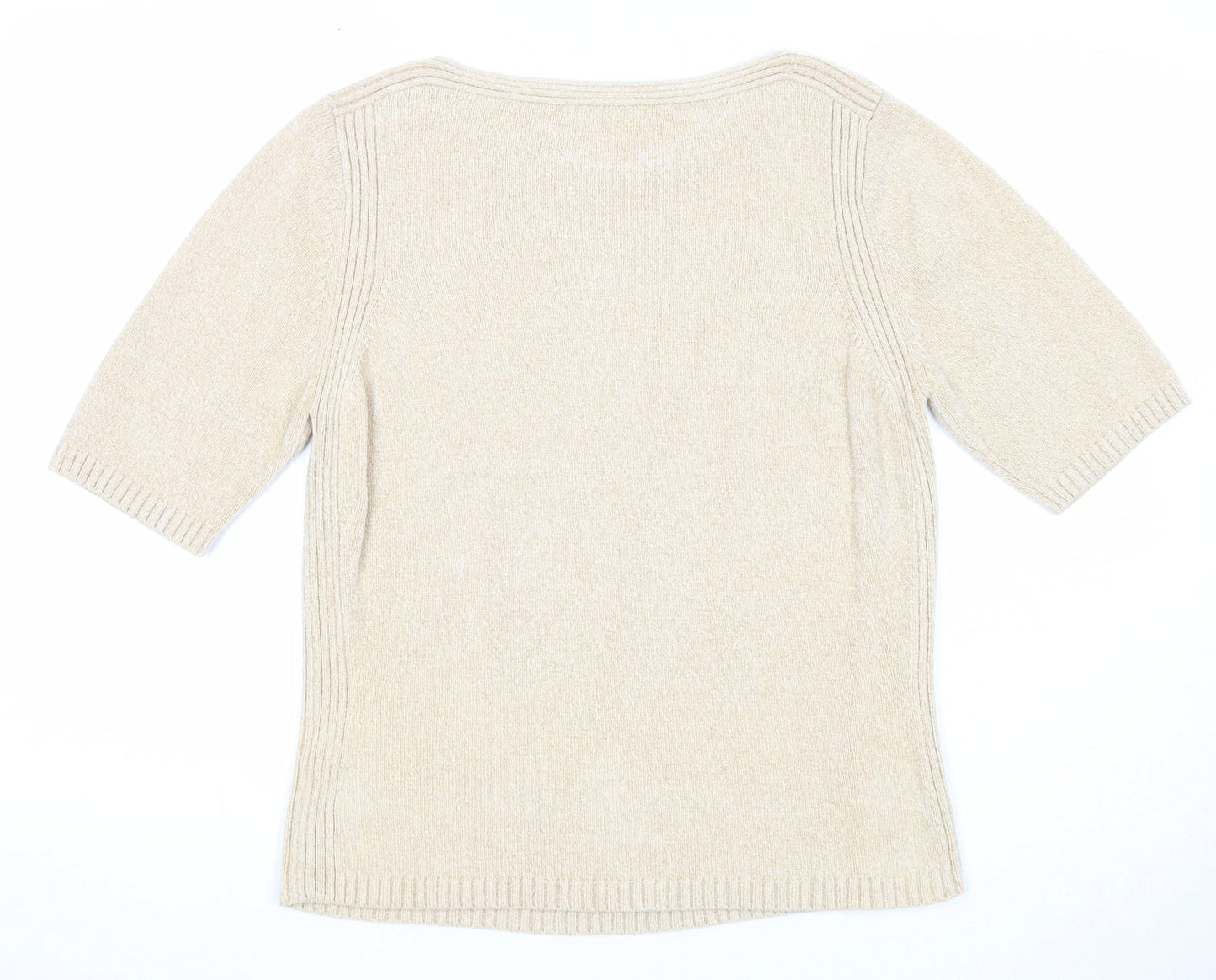 Marks and Spencer Womens Beige Boat Neck Viscose Pullover Jumper Size 12