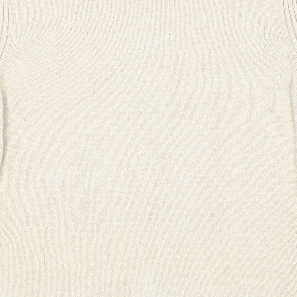 Marks and Spencer Womens Beige Boat Neck Viscose Pullover Jumper Size 12