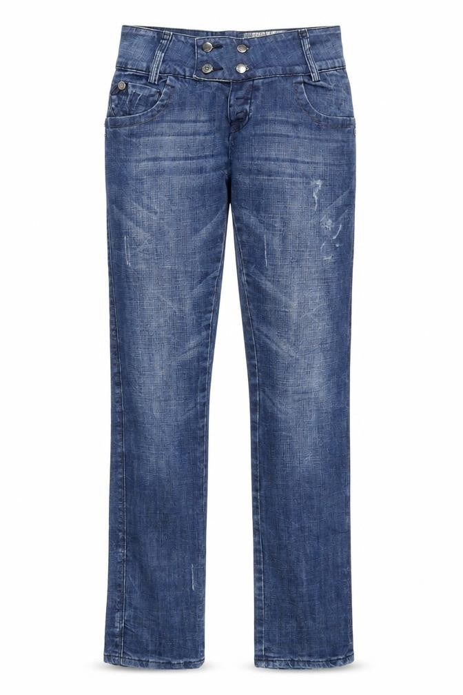 Bwny Jeans Womens Blue Cotton Straight Jeans Size 28 in L32 in Regular Zip