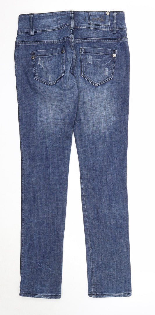 Bwny Jeans Womens Blue Cotton Straight Jeans Size 28 in L32 in Regular Zip