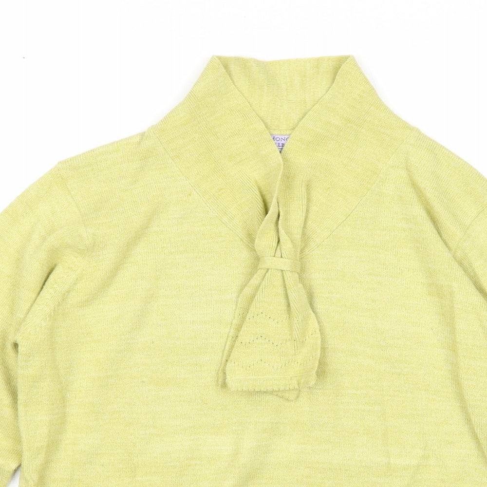 EWM Womens Green Collared Acrylic Pullover Jumper Size 10