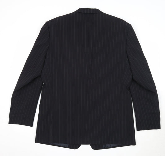 Armando Mens Black Striped Polyester Jacket Suit Jacket Size 42 Regular