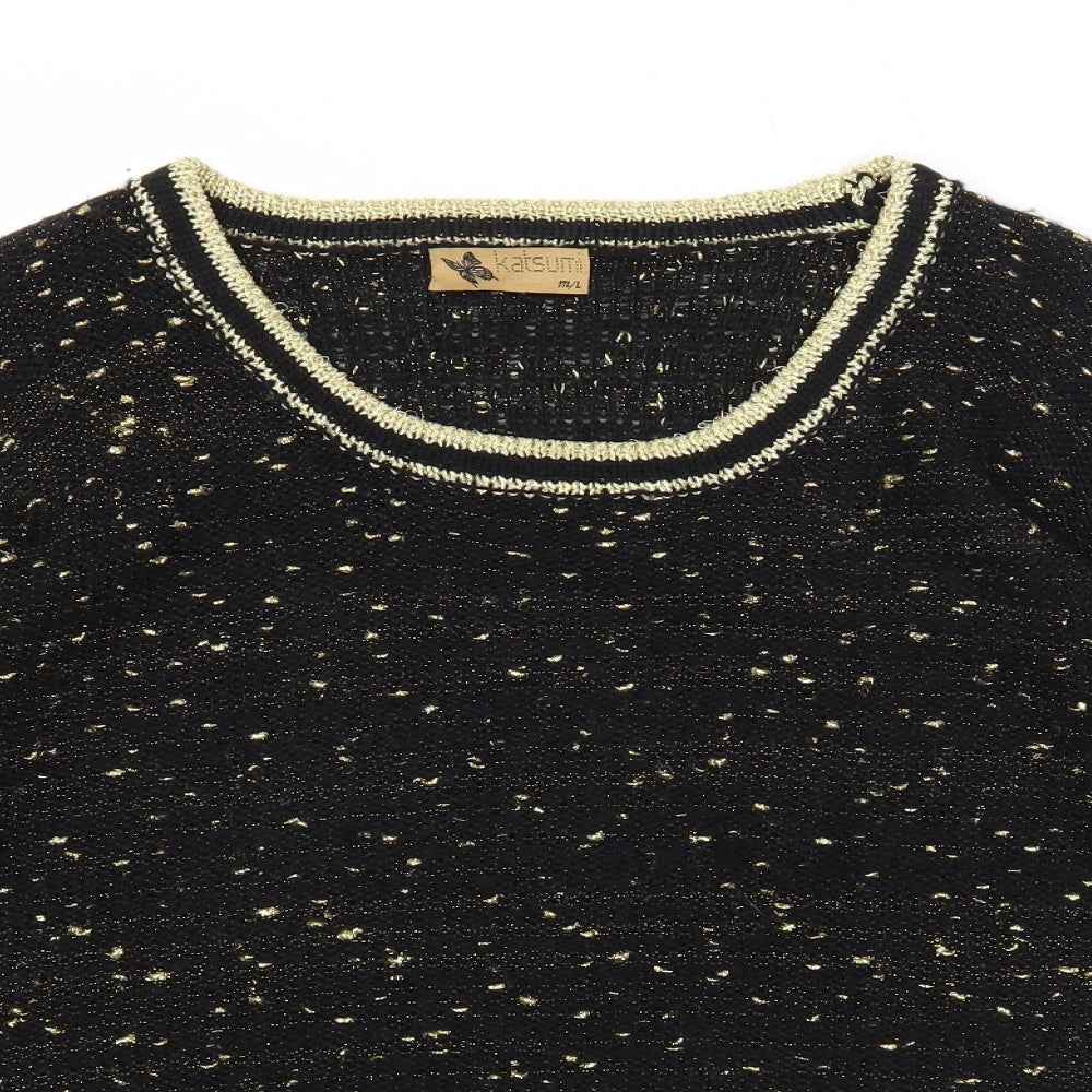 Katsumi Womens Black Scoop Neck Acrylic Pullover Jumper Size M