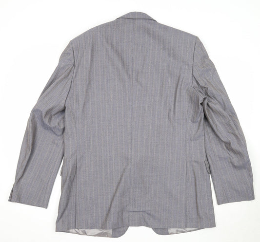 John Lewis Mens Grey Striped Wool Jacket Suit Jacket Size 42 Regular
