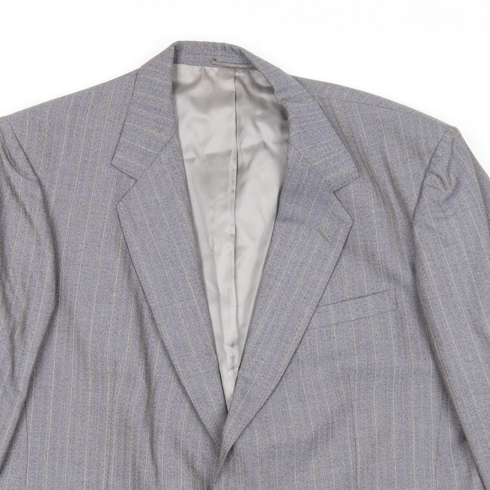 John Lewis Mens Grey Striped Wool Jacket Suit Jacket Size 42 Regular