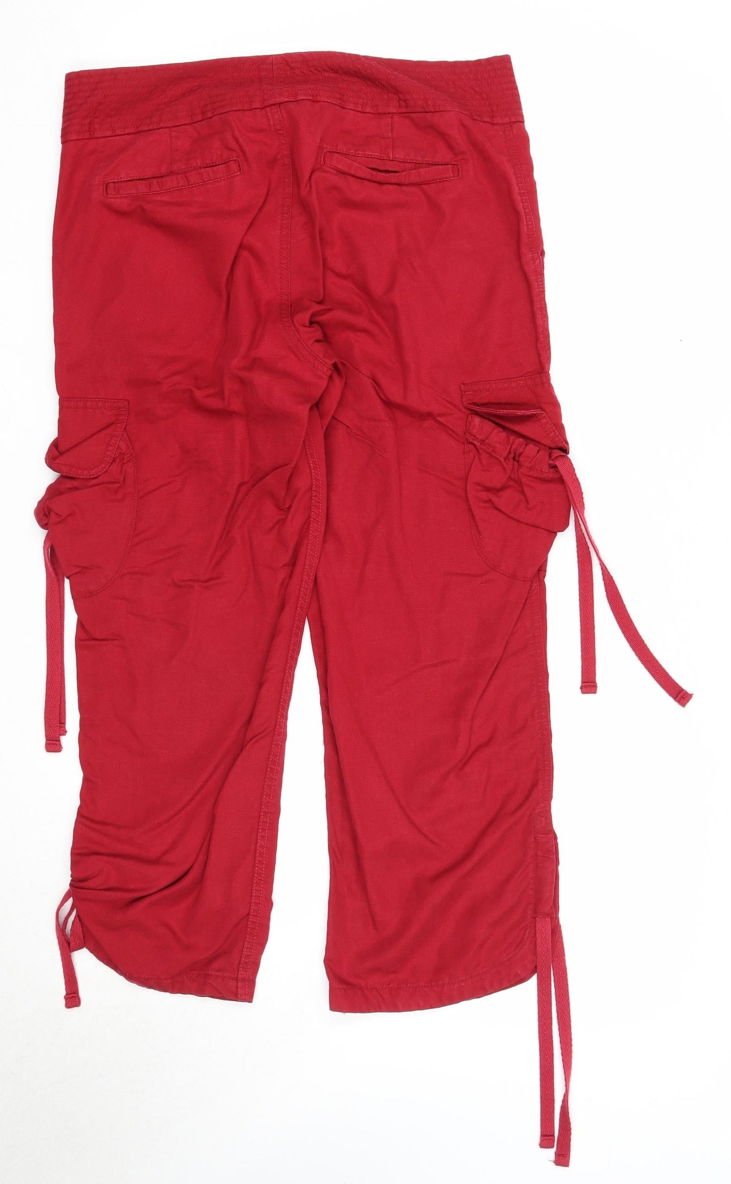 Gap Womens Red Lyocell Capri Trousers Size 8 Regular Zip
