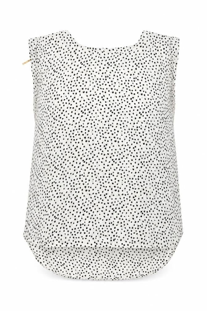 Glassons Womens White Polka Dot Polyester Basic Tank Size 14 Round Neck
