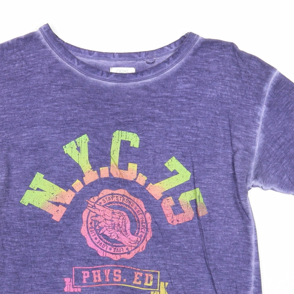 NEXT Boys Purple Cotton Basic T-Shirt Size 9 Years Round Neck Pullover - NYC 75