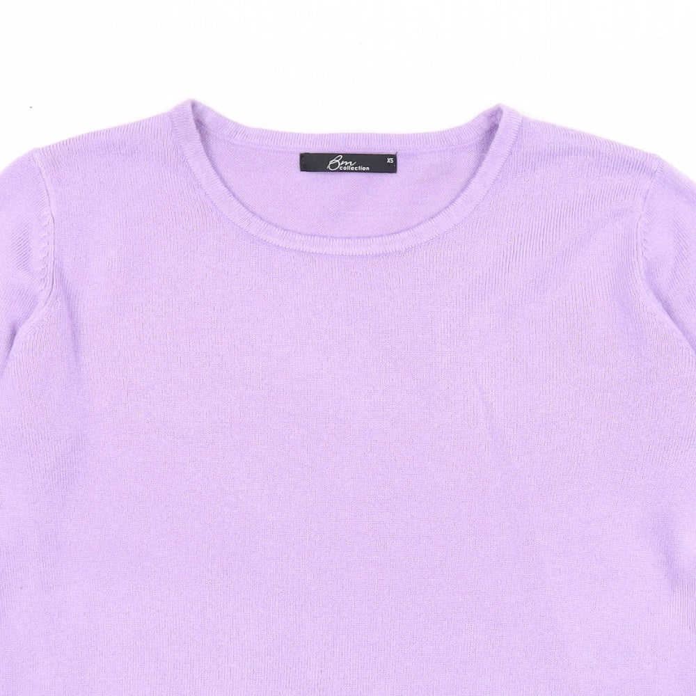Bonmarché Womens Purple Round Neck Acrylic Pullover Jumper Size XS