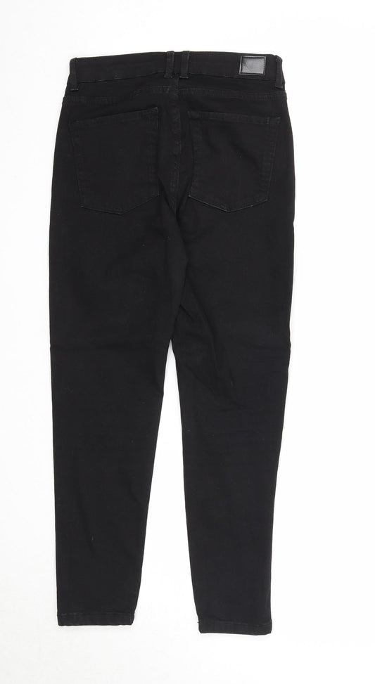 Bershka Womens Black Cotton Skinny Jeans Size 8 Regular Zip