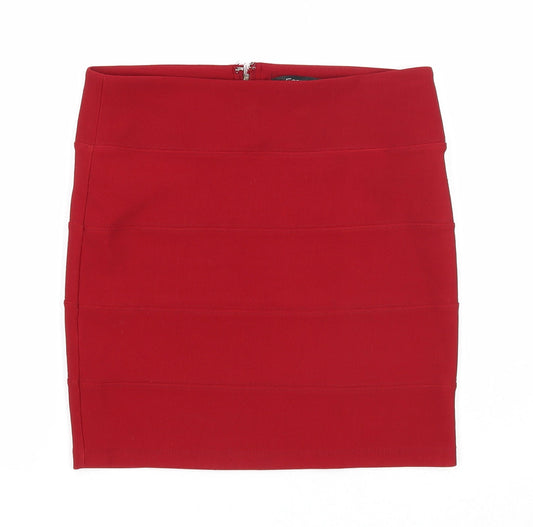 FOREVER 21 Womens Red Polyester Maxi Skirt Size M Zip