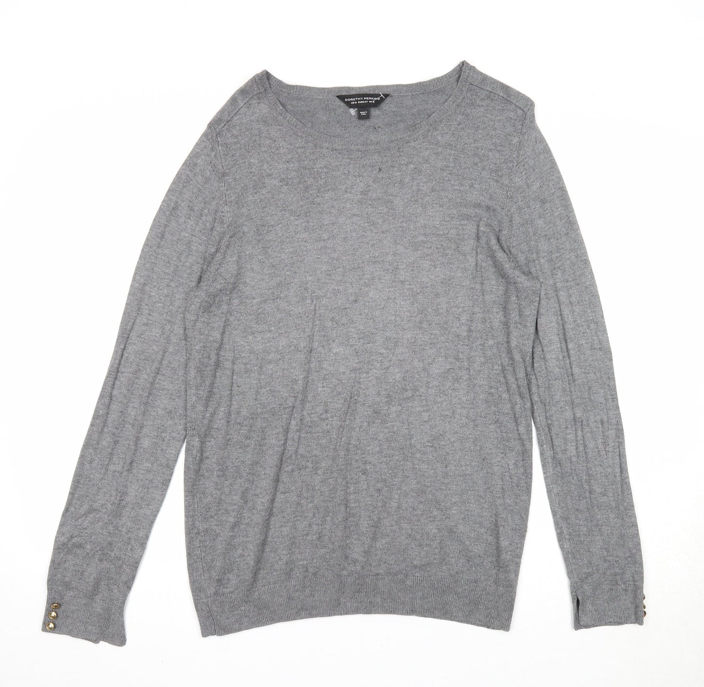 Dorothy Perkins Womens Grey Boat Neck Viscose Pullover Jumper Size 16