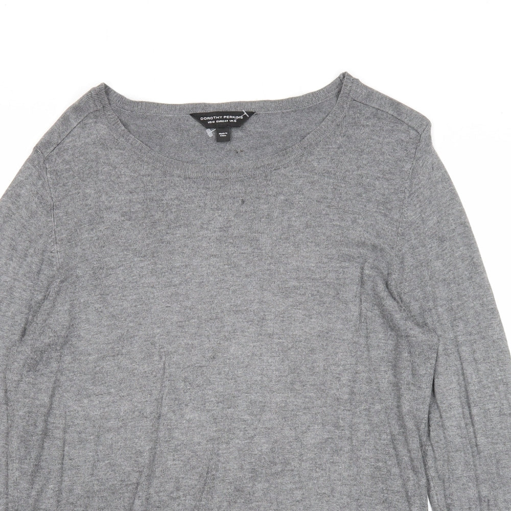 Dorothy Perkins Womens Grey Boat Neck Viscose Pullover Jumper Size 16