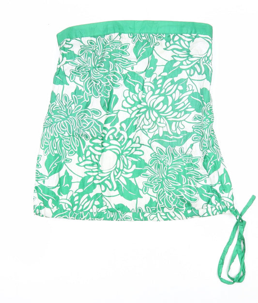 Warehouse Womens Green Floral Silk A-Line Skirt Size 10