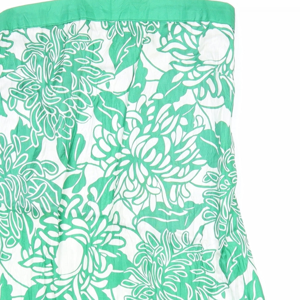 Warehouse Womens Green Floral Silk A-Line Skirt Size 10