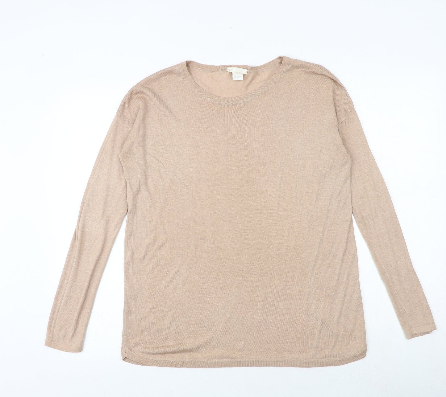 H&M Womens Beige Boat Neck Polyester Pullover Jumper Size XS