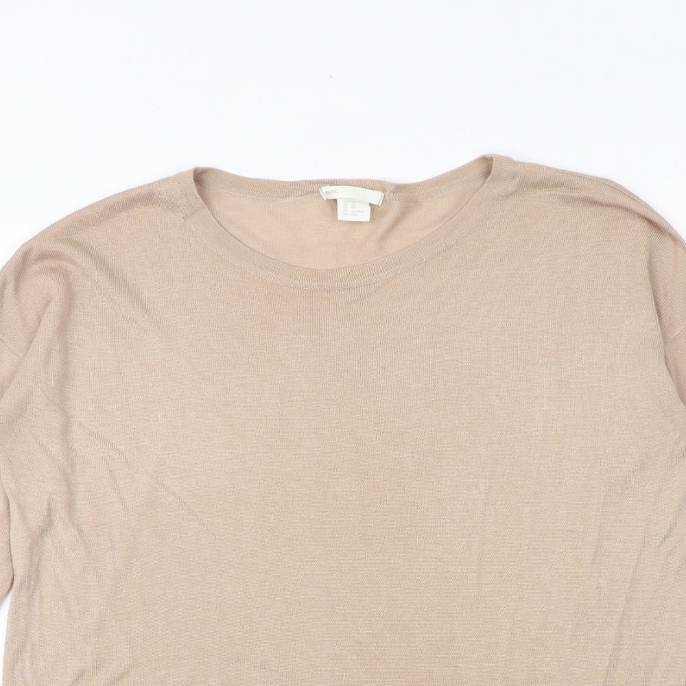 H&M Womens Beige Boat Neck Polyester Pullover Jumper Size XS