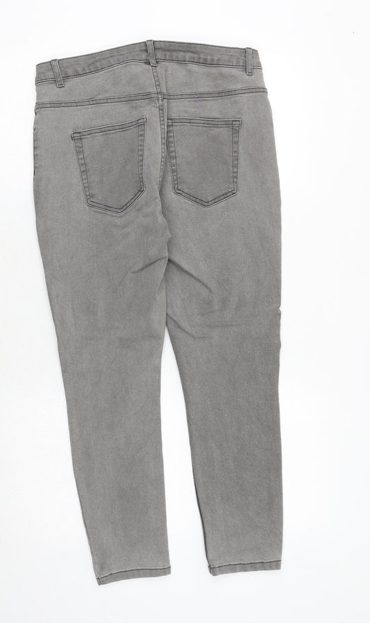 Only Womens Grey Cotton Skinny Jeans Size XL Regular Zip