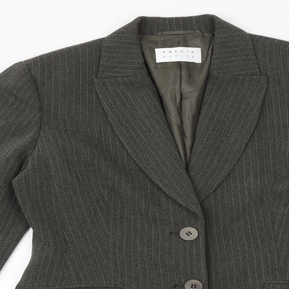 Precis Womens Green Striped Jacket Blazer Size 10 Button