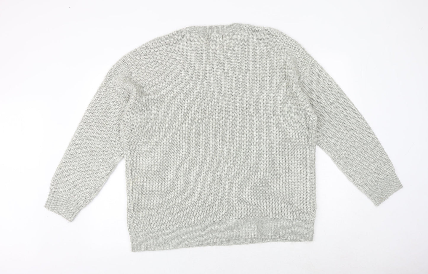 New Look Womens Grey Crew Neck Acrylic Pullover Jumper Size L