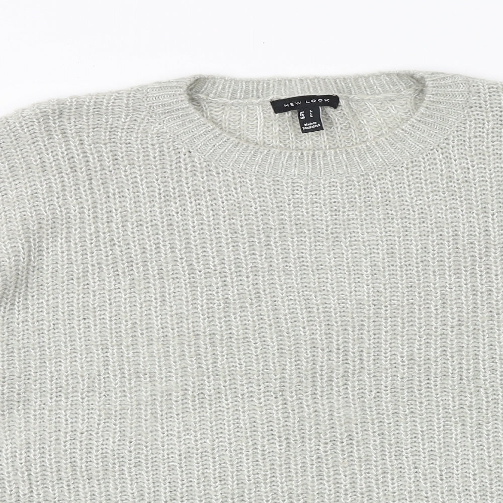 New Look Womens Grey Crew Neck Acrylic Pullover Jumper Size L