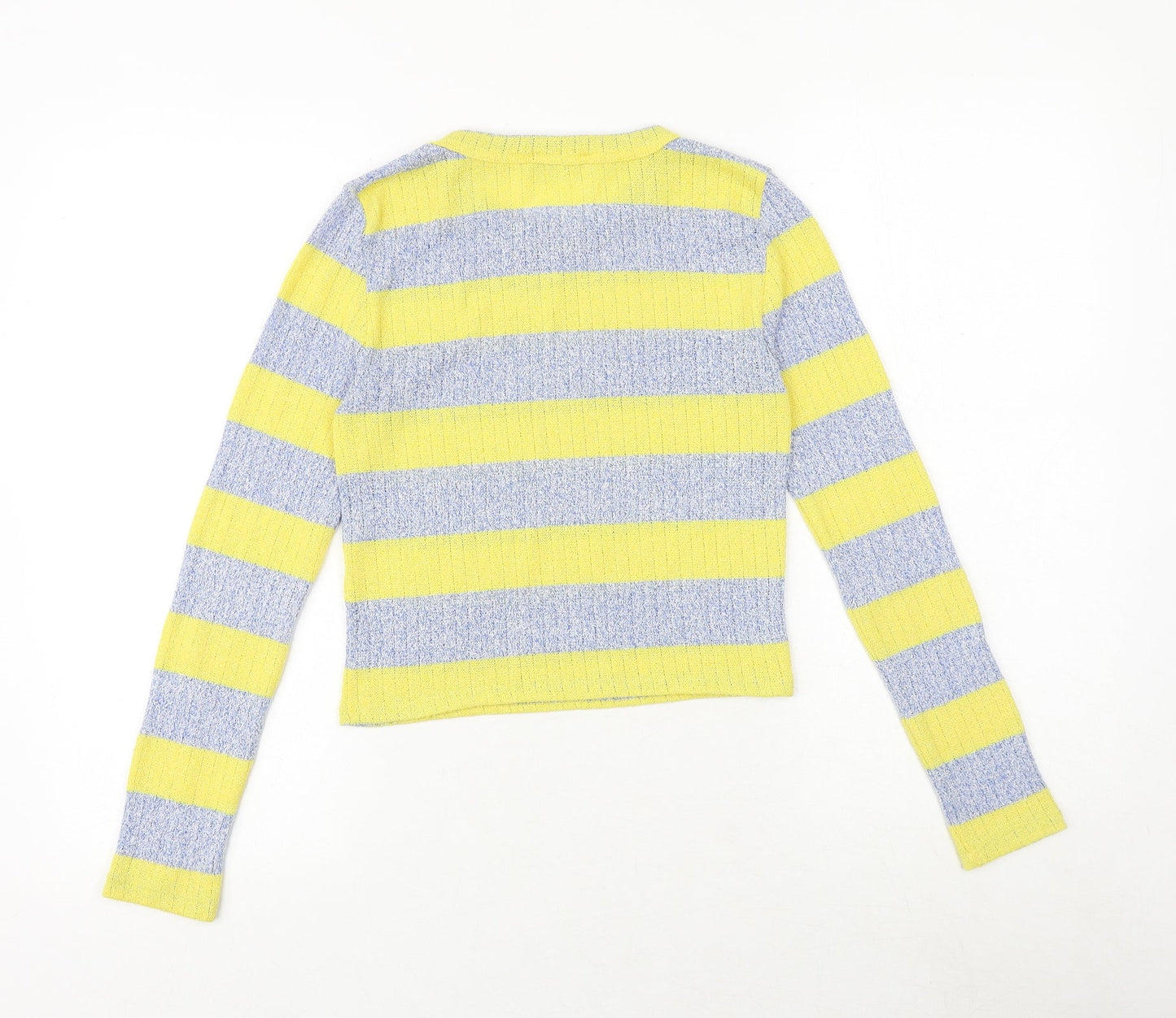 Bershka Womens Multicoloured Boat Neck Striped Polyester Pullover Jumper Size S