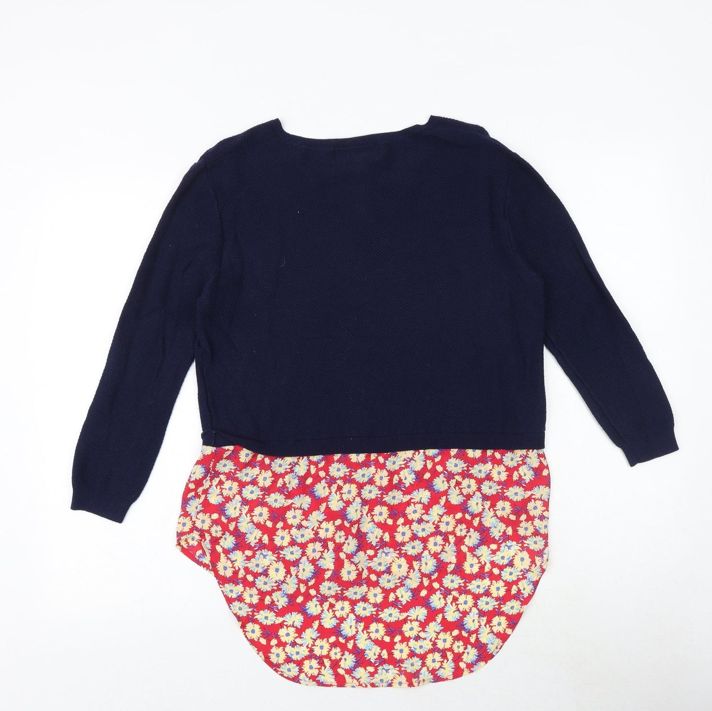 NEXT Womens Blue Round Neck Floral Cotton Pullover Jumper Size 8 - Shirt Insert