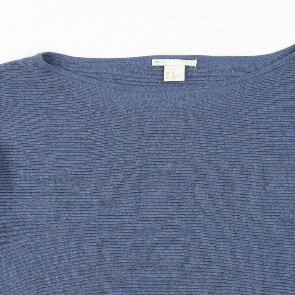 H&M Womens Blue Round Neck Polyester Pullover Jumper Size XS