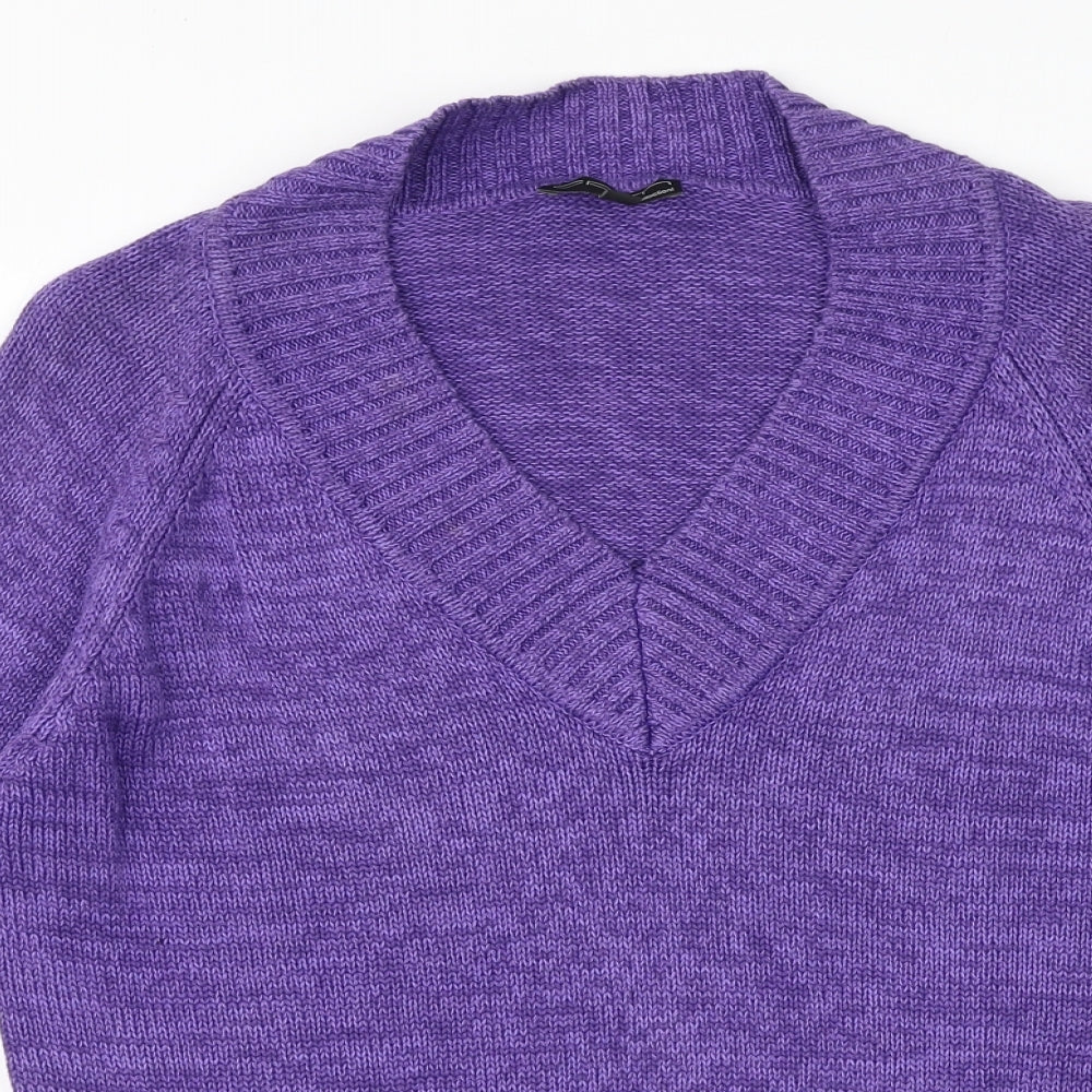 CPM Womens Purple V-Neck 100% Cotton Pullover Jumper Size L