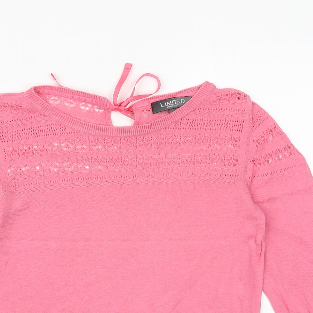 Marks and Spencer Womens Pink Round Neck Cotton Pullover Jumper Size 8