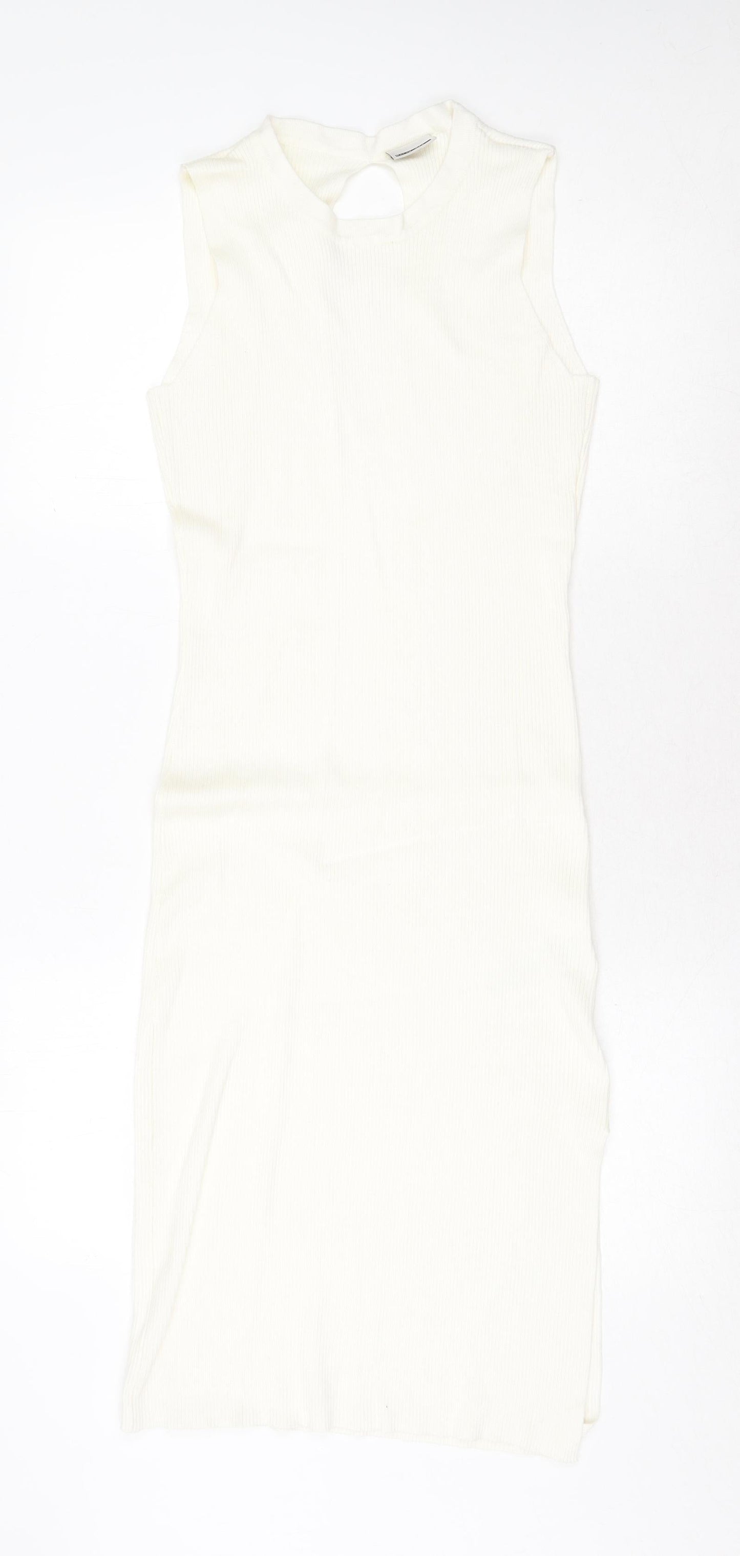 Noisy may Womens White Viscose Bodycon Size M Round Neck Pullover