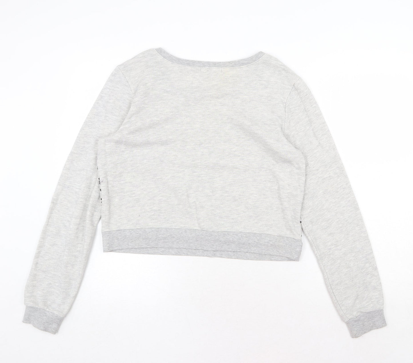 FOREVER 21 Womens Grey Geometric Cotton Pullover Sweatshirt Size L Pullover