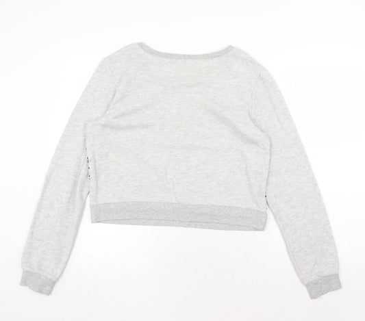FOREVER 21 Womens Grey Geometric Cotton Pullover Sweatshirt Size L Pullover