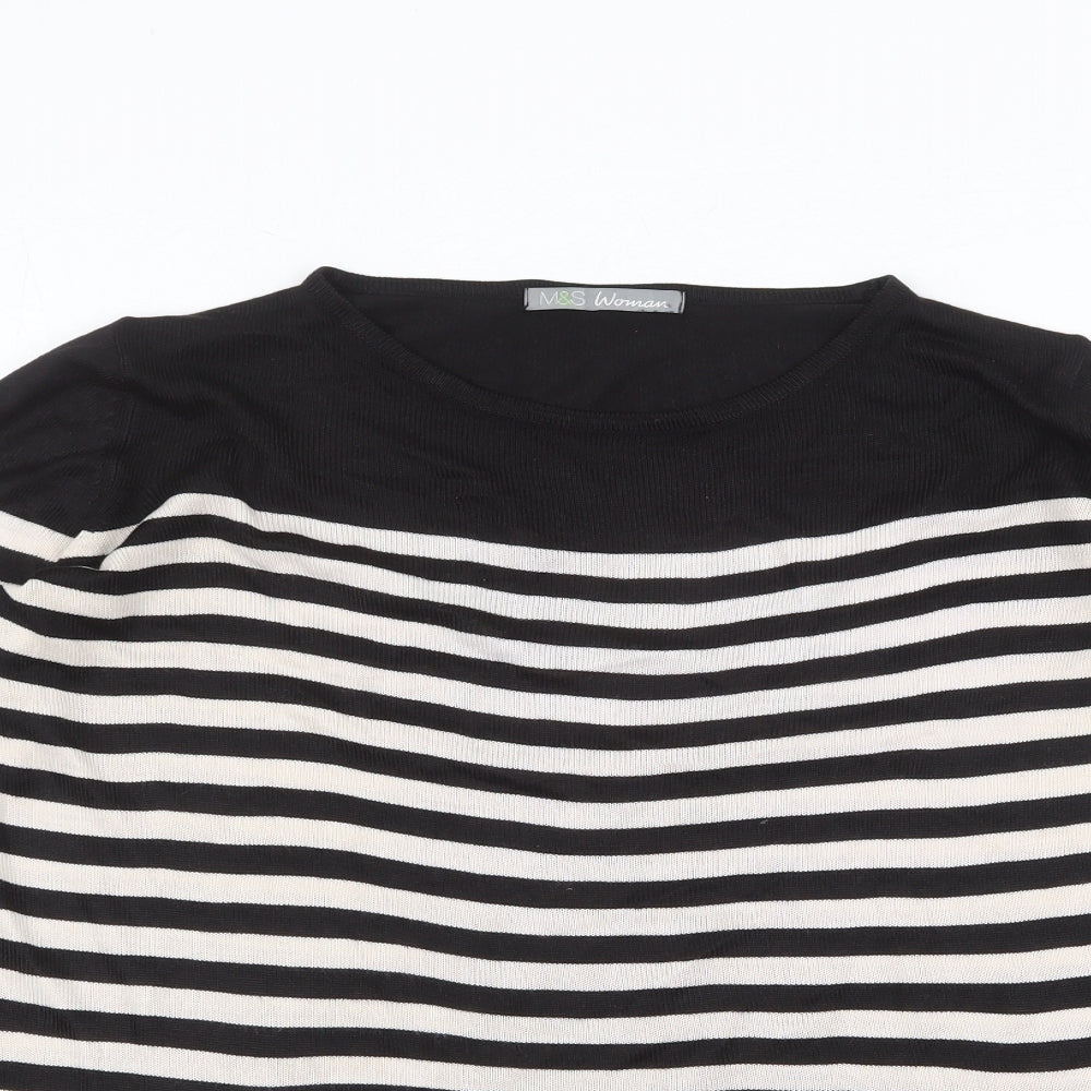 Marks and Spencer Womens Multicoloured Round Neck Striped Acrylic Pullover Jumper Size 10