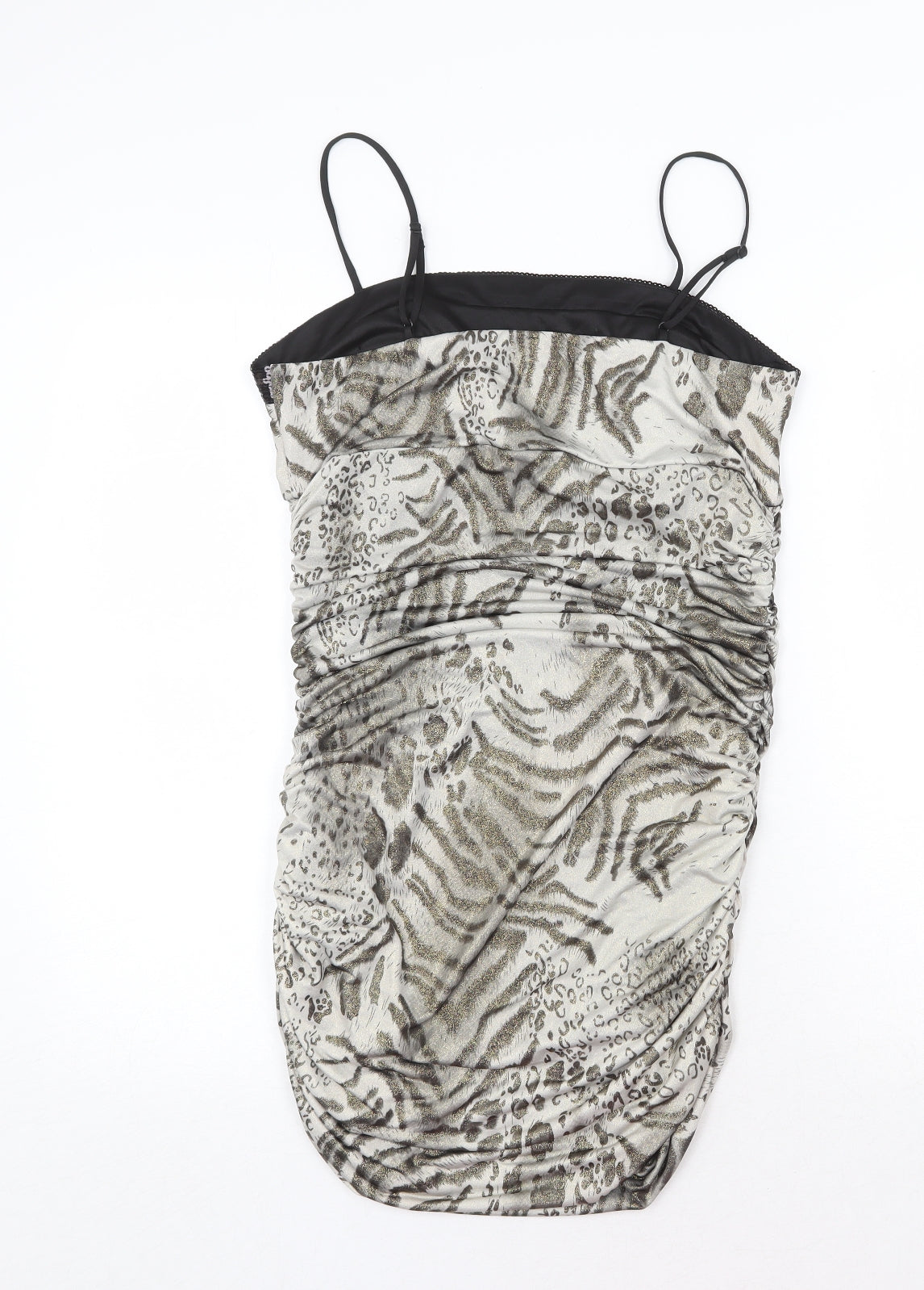 B-Soul Womens Multicoloured Animal Print Polyester Bodycon Size L Scoop Neck Pullover - Leopard Tiger Pattern