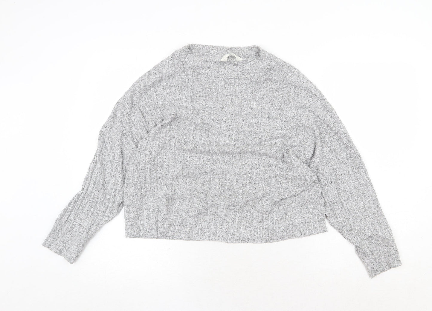 Marks and Spencer Womens Grey Round Neck Viscose Pullover Jumper Size 10